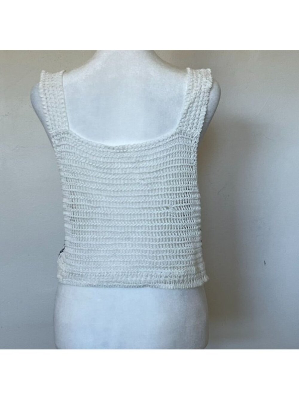 Boho Crochet Womens Sz S Crop Top Boho Geometric Open Knit Euro Summer Festival - Picture 3 of 13